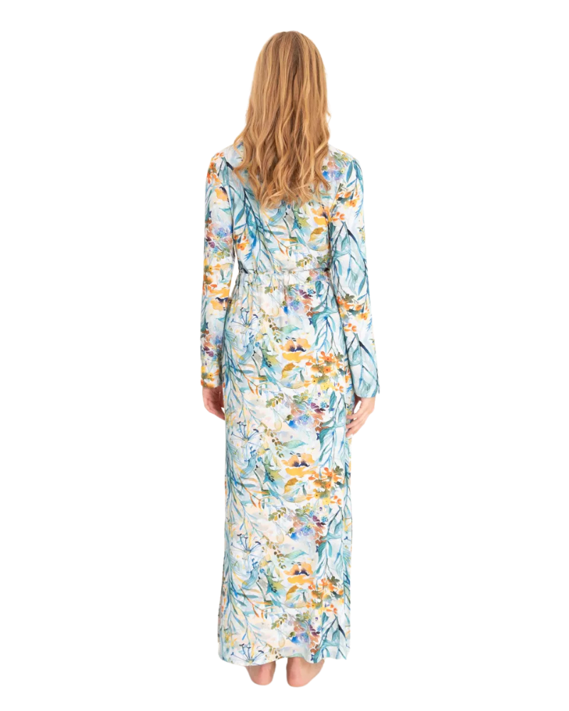 Oh! Zuza 4336 Blue Floral Mix Modal Morning Robe Myselflingerie.com