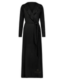 T11 Ruffle Design Black Modal Wrap Morning Robe