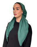 Tie Ur Knot Solid Emerald Green Fringe Adjustable Pre-Tied Bandanna with Full Grip