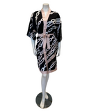 25BJ727 Black Bejeweled Flutter Sleeve Kimono Swim Cover Up