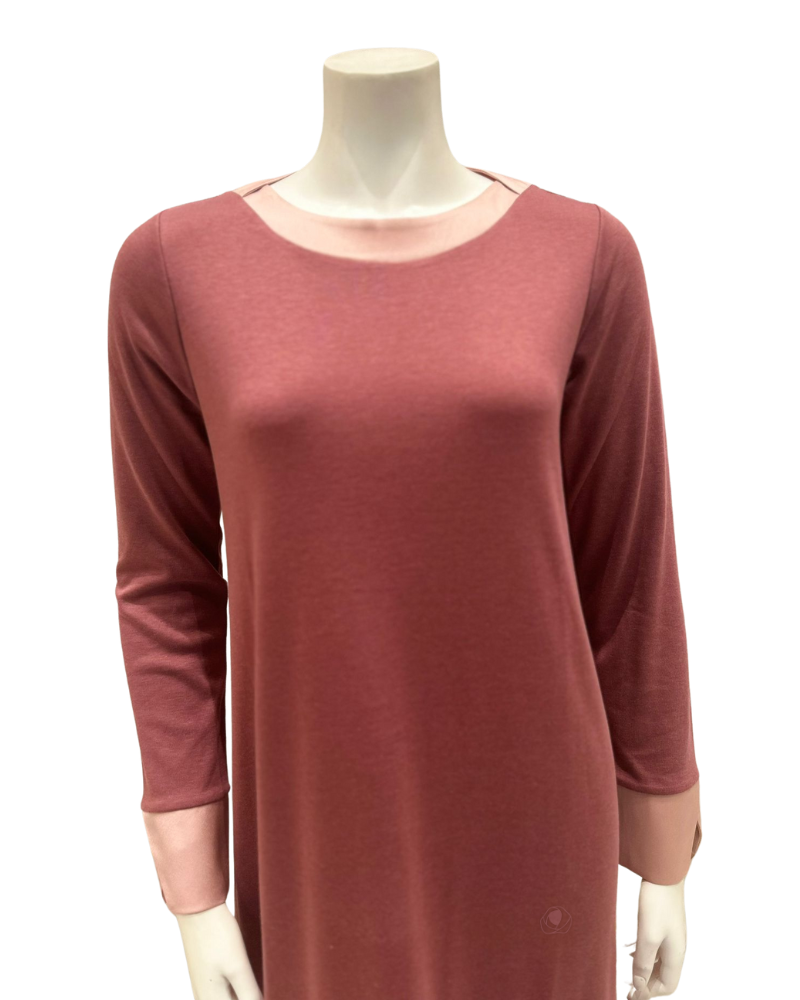 24414 Mauve Satin Trim Cotton Blend Nightshirt