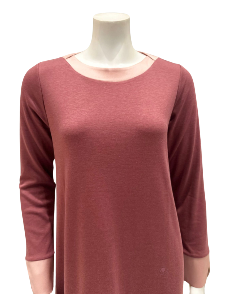24414 Mauve Satin Trim Cotton Blend Nightshirt