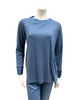 24515 Denim Blue Satin Trim Cotton Blend Pajamas Set