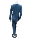 24515 Denim Blue Satin Trim Cotton Blend Pajamas Set