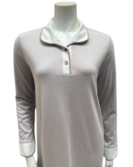 24412 Pale Mauve Collar Style Button Down Cotton Blend Nightshirt