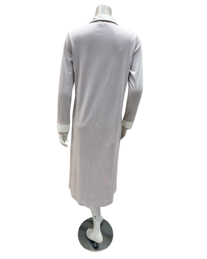 24412 Pale Mauve Collar Style Button Down Cotton Blend Nightshirt