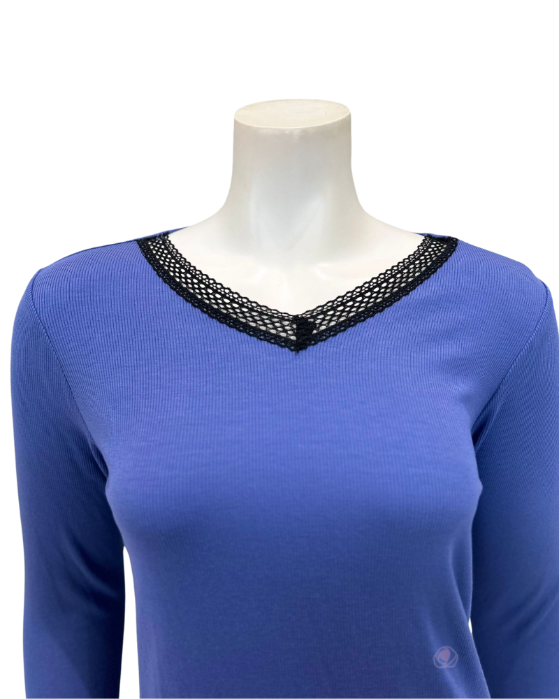 Jackie O'Loungewear Perriblue Ribbed V Neck Pajamas Set