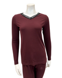 Jackie O'Loungewear Raisin Ribbed V Neck Pajamas Set