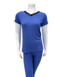 Jackie O'Loungewear Perriblue Short Sleeve Ribbed V Neck Pajamas Set