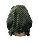 Triple Up Olive/Black Velvet Ribbed Lined Pre-Tied Bandanna