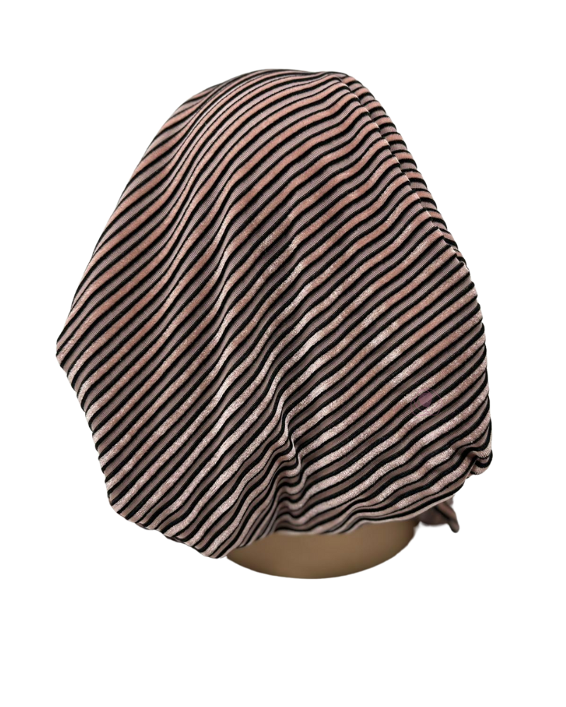 BL896 Pink/Black Velvet Ribbed Lined Pre-Tied Bandanna