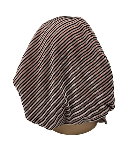 BL896 Pink/Black Velvet Ribbed Lined Pre-Tied Bandanna