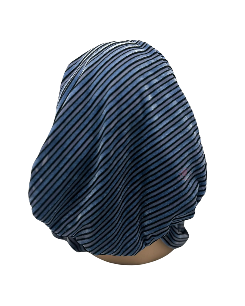 BL894 Blue/Black Velvet Ribbed Lined Pre-Tied Bandanna