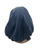 Triple Up Blue/Black Velvet Ribbed Lined Pre-Tied Bandanna