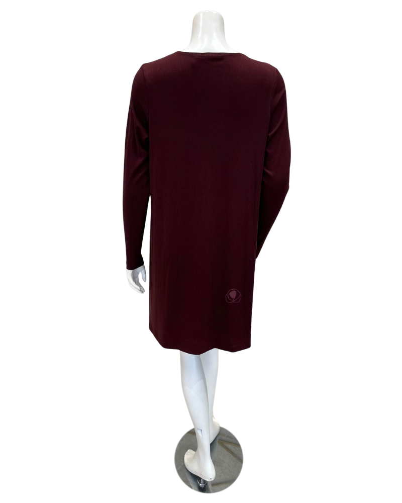 NGHTSHRT-RB-RA Raisin Ribbed V Neck Lace Long Sleeves Modal Nightshirt