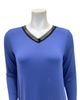 NGHTSHRT-RB-PER Perriblue Ribbed V Neck Lace Long Sleeves Modal Nightshirt