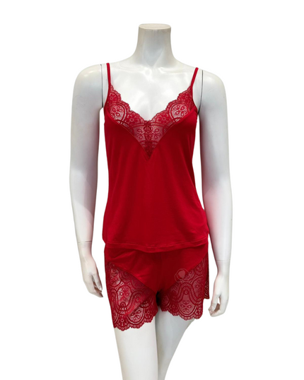 4319 Red Lace Modal Cami & Shorts Set