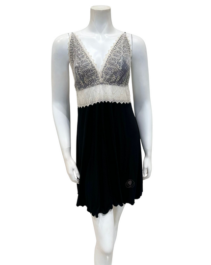 4308 Black Shimmer Lace Modal Chemise