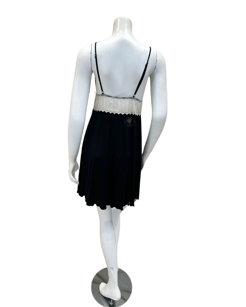 4308 Black Shimmer Lace Modal Chemise