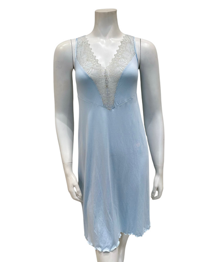 4305 Light Blue Sheer Front Shimmer Lace Modal Chemise