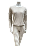 Oh! Zuza Beige Melange Ribbed Modal Pajamas Set