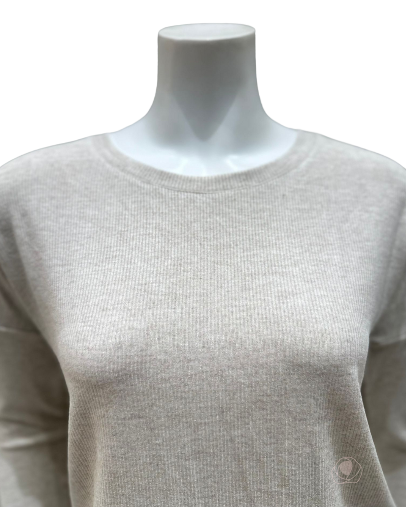 4345 Beige Melange Ribbed Modal Pajamas Set