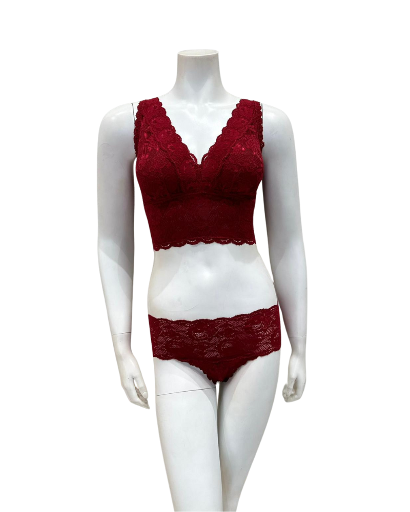 Cosabella NEVER1385 + 07ZL Sindoor Red Curvy Longline Bralette & Panty Set myselflingerie.com