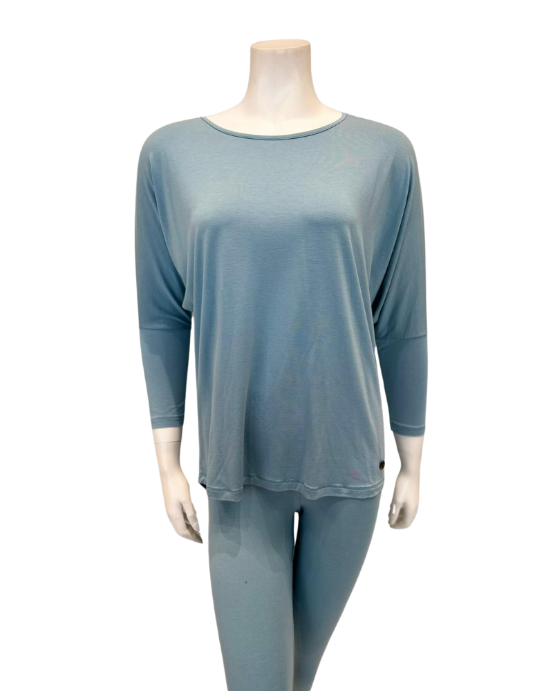 Oh! Zuza 3049-R Aqua Round Neck Modal Pajamas Set myselflingerie.com