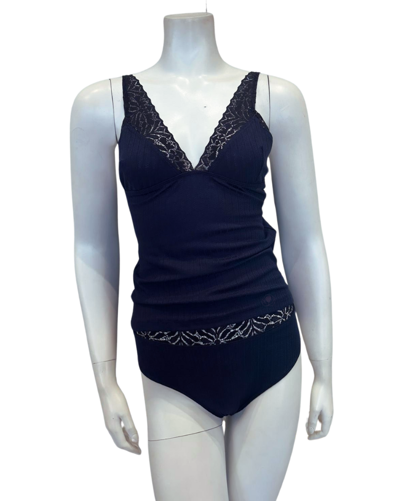 Jackie O'Loungewear NG-BLU Blue Modal Chemise & Panty Set myselflingerie.com