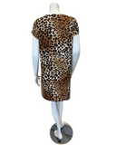 Jackie O'Loungewear NTSHRT-LPD-TN Tan Leopard V Neck Short Sleeves Modal Nightshirt myselflingerie.com