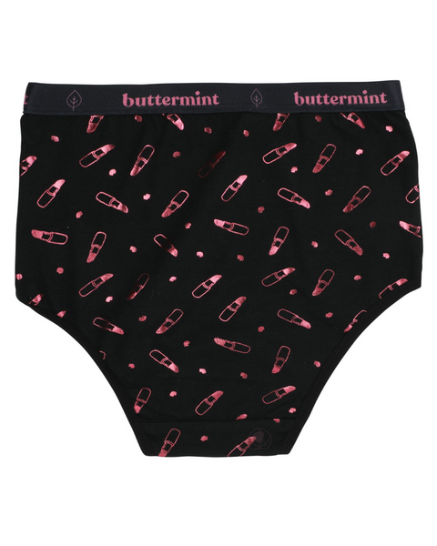 Buttermint BR-LIPS-BK Pink Lipstick Black Cotton Teen Briefs 3 Pack myselflingerie.com