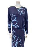 Chicolli N5026-23B Blue Hibiscus Print Bamboo Cotton Nursing Nightgown myselflingerie.com
