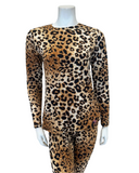 Jackie O'Loungewear PJ-LPD-TN Tan Leopard Round Neck Modal Pajamas Set myselflingerie.com