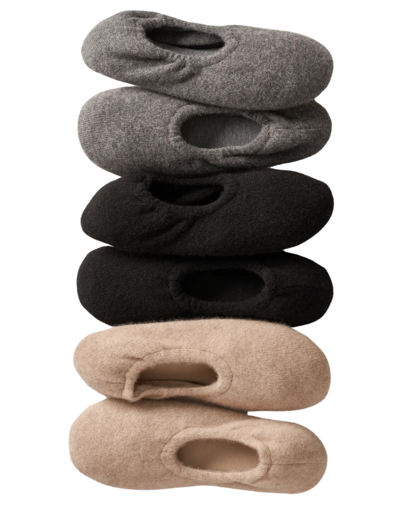 Petite Plume CASLBEI Beige Cashmere Sock Slippers myselflingerie.com