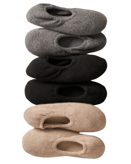 Petite Plume CASLBEI Beige Cashmere Sock Slippers myselflingerie.com