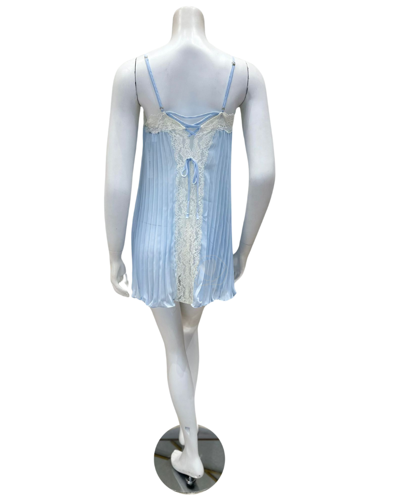 Rya Collection 114 Marian Blue Or Chiffon Accordion Pleated Chemise myselflingerie.com