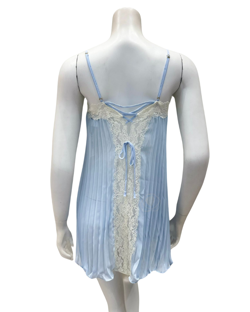 Rya Collection 114 Marian Blue Or Chiffon Accordion Pleated Chemise myselflingerie.com