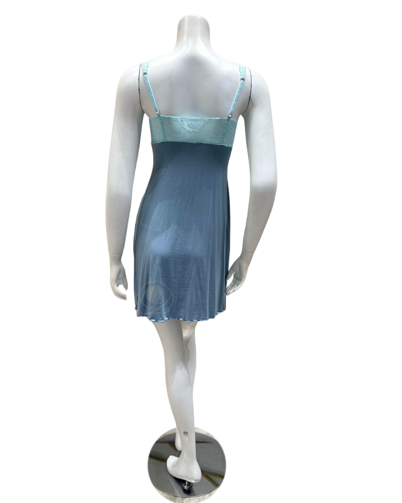 Samantha Chang 2216-8016-IS Iceberg/Sea Glass Lace Modal Chemise & Robe Set myselflingerie.com