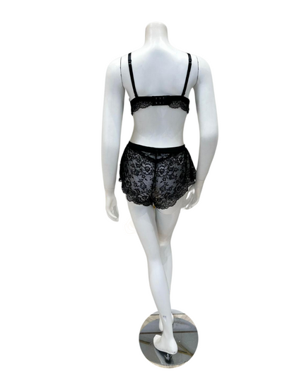 Cosabella COURT1301+0831 Black Courtney Lace Bralette & Boxer Set myselflingerie.com