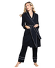Petite Plume PRBW Black Pima Cotton Short Wrap Robe myselflingerie.com
