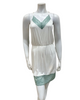 Oh! Zuza 4210+4212 Ivory and Sea Green Laced Edge Modal Chemise & Wrap Set myselflingerie.com