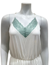 Oh! Zuza 4210+4212 Ivory and Sea Green Laced Edge Modal Chemise & Wrap Set myselflingerie.com