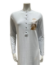 AK826 Dome Screen Print Snap Front White Cotton Nightgown