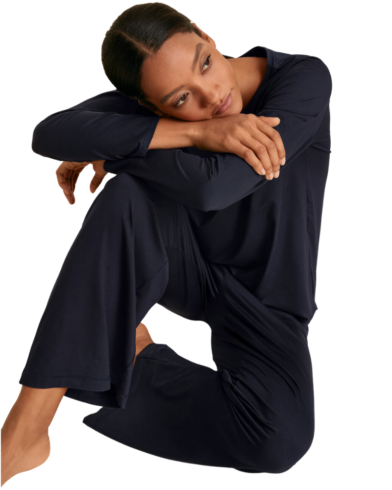 Calida 15791 + 29390 Dark Lapis Blue DSW Balancing Modal Pajamas Set myselflingerie.com