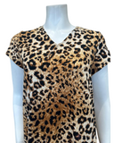 Jackie O'Loungewear NTSHRT-LPD-TN Tan Leopard V Neck Short Sleeves Modal Nightshirt myselflingerie.com
