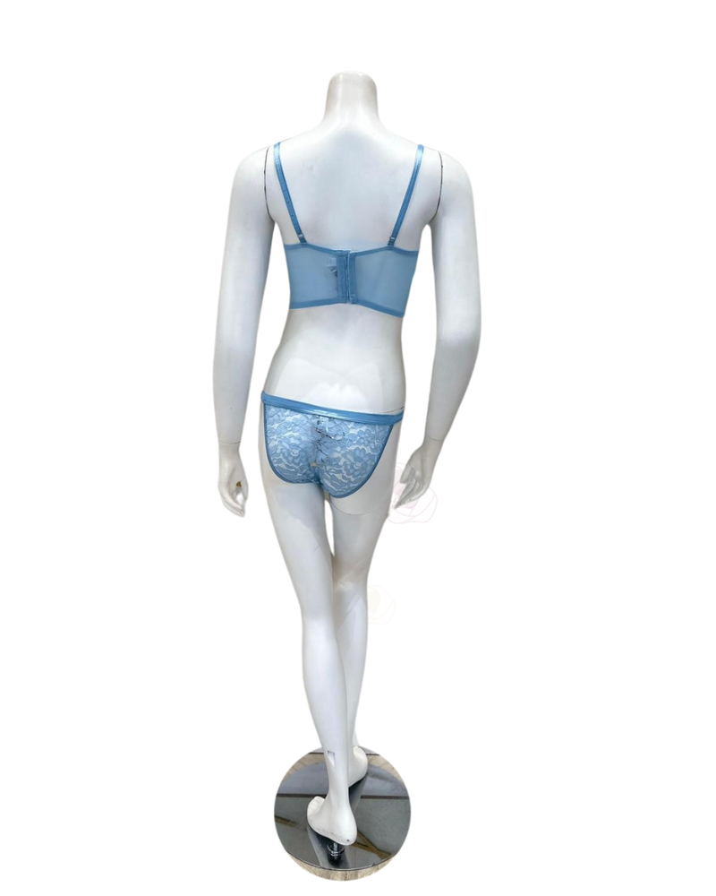 Cosabella MAGNO1161 + 0551 Aasmani Blue Magnolia Longline Underwire Bra & Panty Set myselflingerie.com