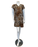 Jackie O'Loungewear Tan Leopard V Neck Short Sleeves Modal Nightshirt