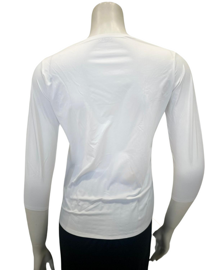Me Moi CSP102 White Bonded 3/4 Sleeve Shell myselflingerie.com