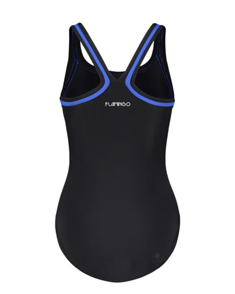 Flamingo 22FL040 Black/Royal Trim Black Teen Bathing Suit Removable Cups myselflingerie.com