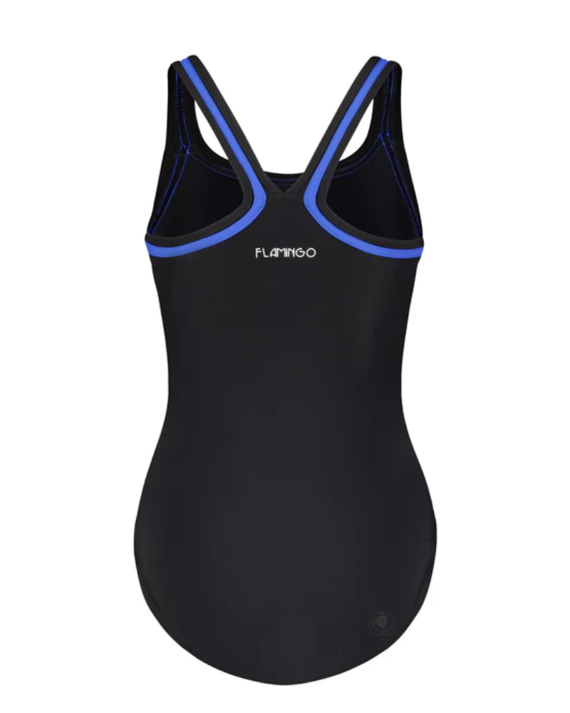 Flamingo 22FL040 Black/Royal Trim Black Teen Bathing Suit Removable Cups myselflingerie.com